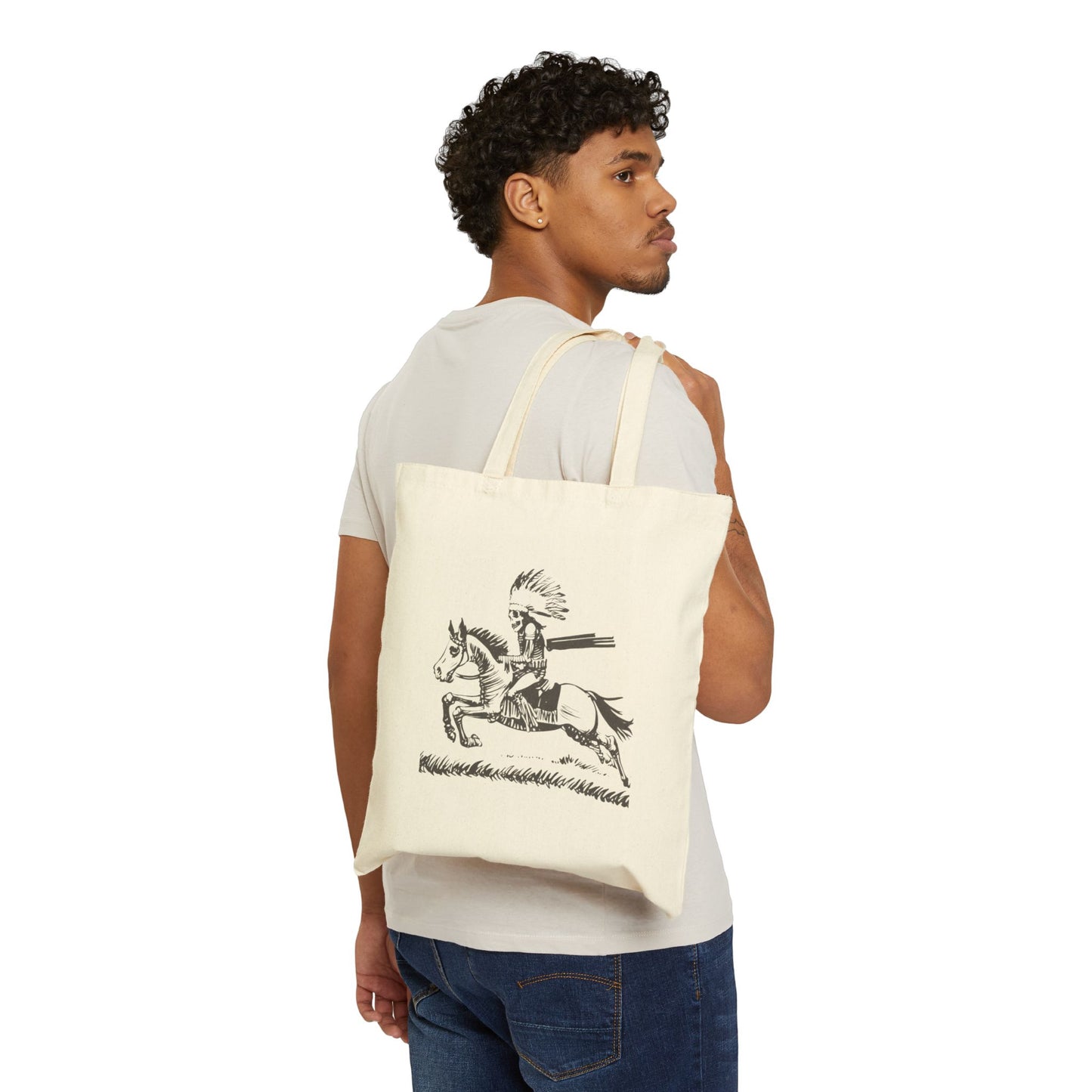 Native American Horse Rider Tote Bag | Eco-Friendly Shopping Bag, Reusable Grocery Tote, Gift for Equestrians, Art Tote, Summer Bag