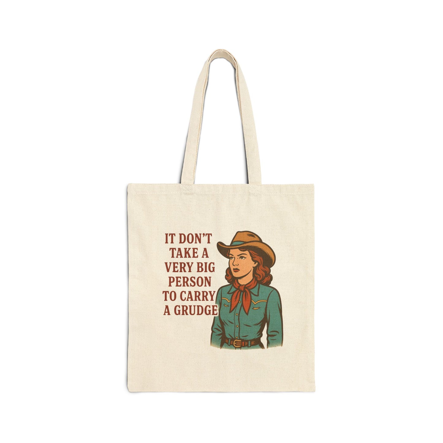 Canvas Tote Bag - Vintage Cowgirl Grudge Carrying Design