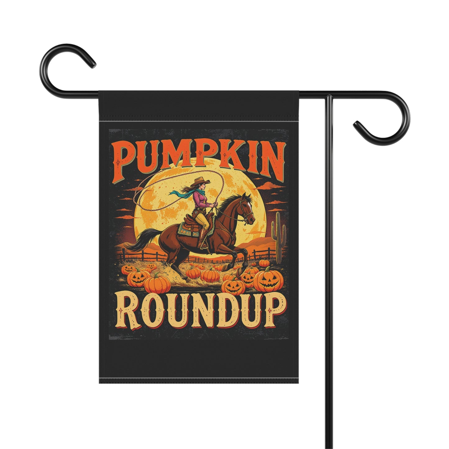 Fall Garden Banner, Pumpkin Roundup Seasonal Flag, Autumn Home Decor, Outdoor Decoration for Halloween, Thanksgiving, Rustic Farmhouse
