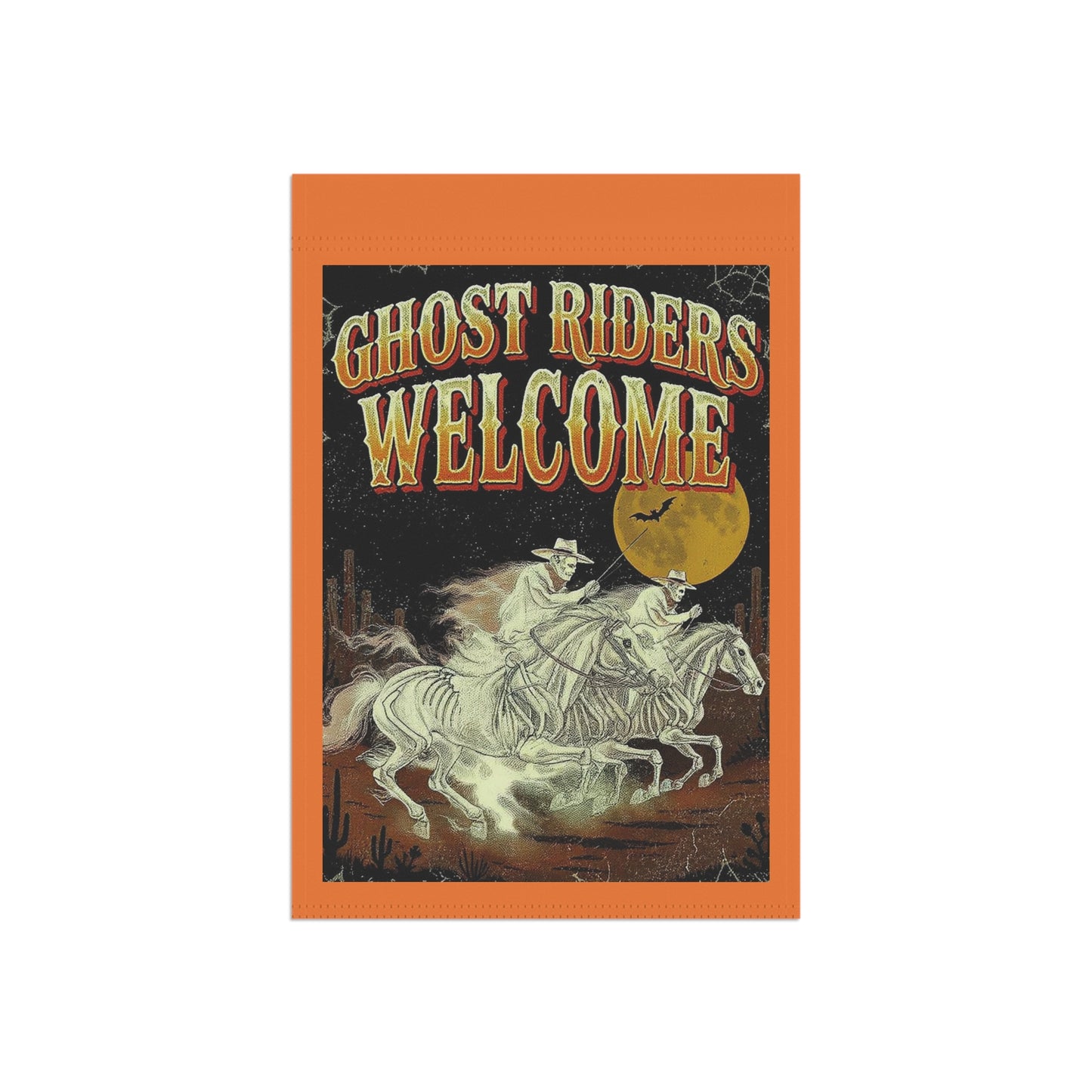 Ghost Riders Welcome Garden Flag, Spooky Outdoor Decor, Halloween Banner, Eerie Welcome Flag, Ranch Decoration, Fall Home Accent