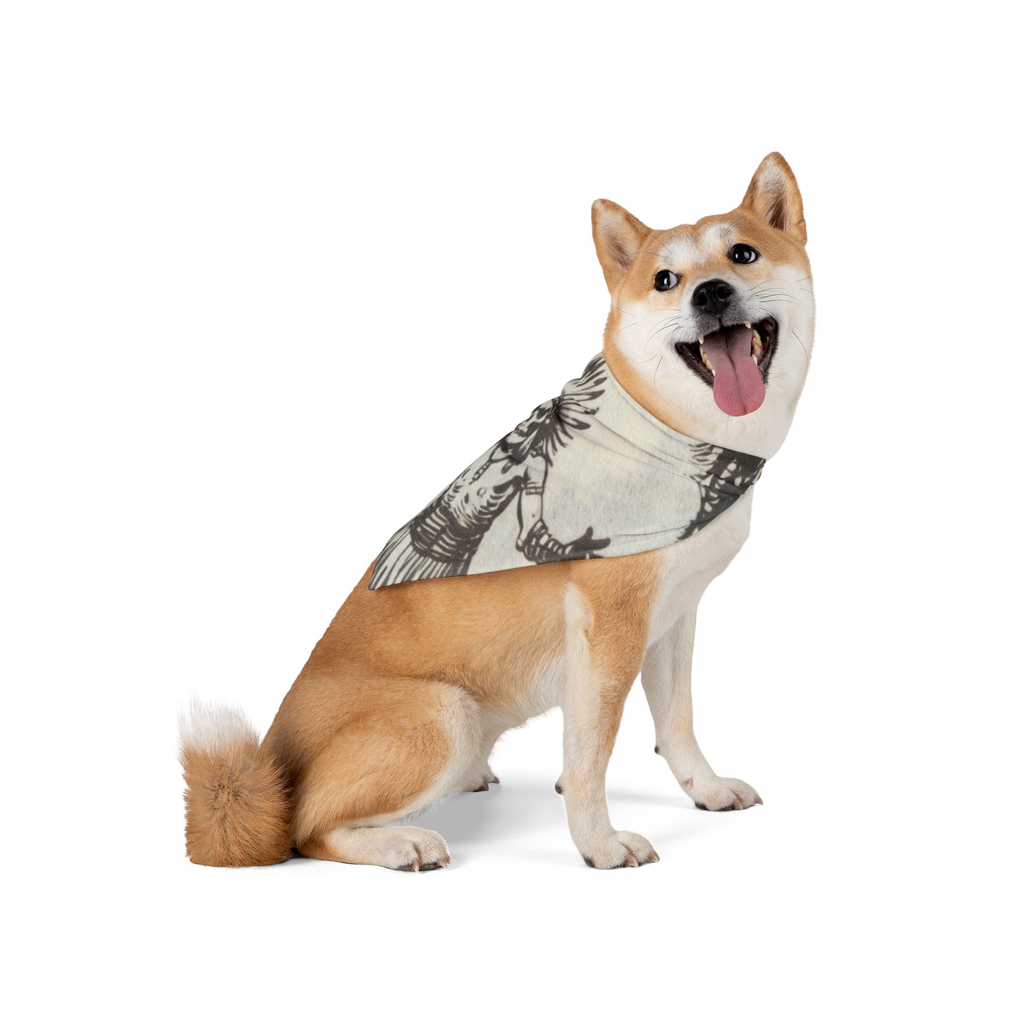 Pet Bandana - Vintage Skeleton Native American Warrior Design