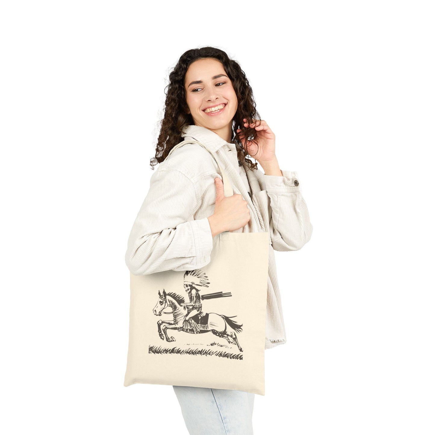 Native American Horse Rider Tote Bag | Eco-Friendly Shopping Bag, Reusable Grocery Tote, Gift for Equestrians, Art Tote, Summer Bag