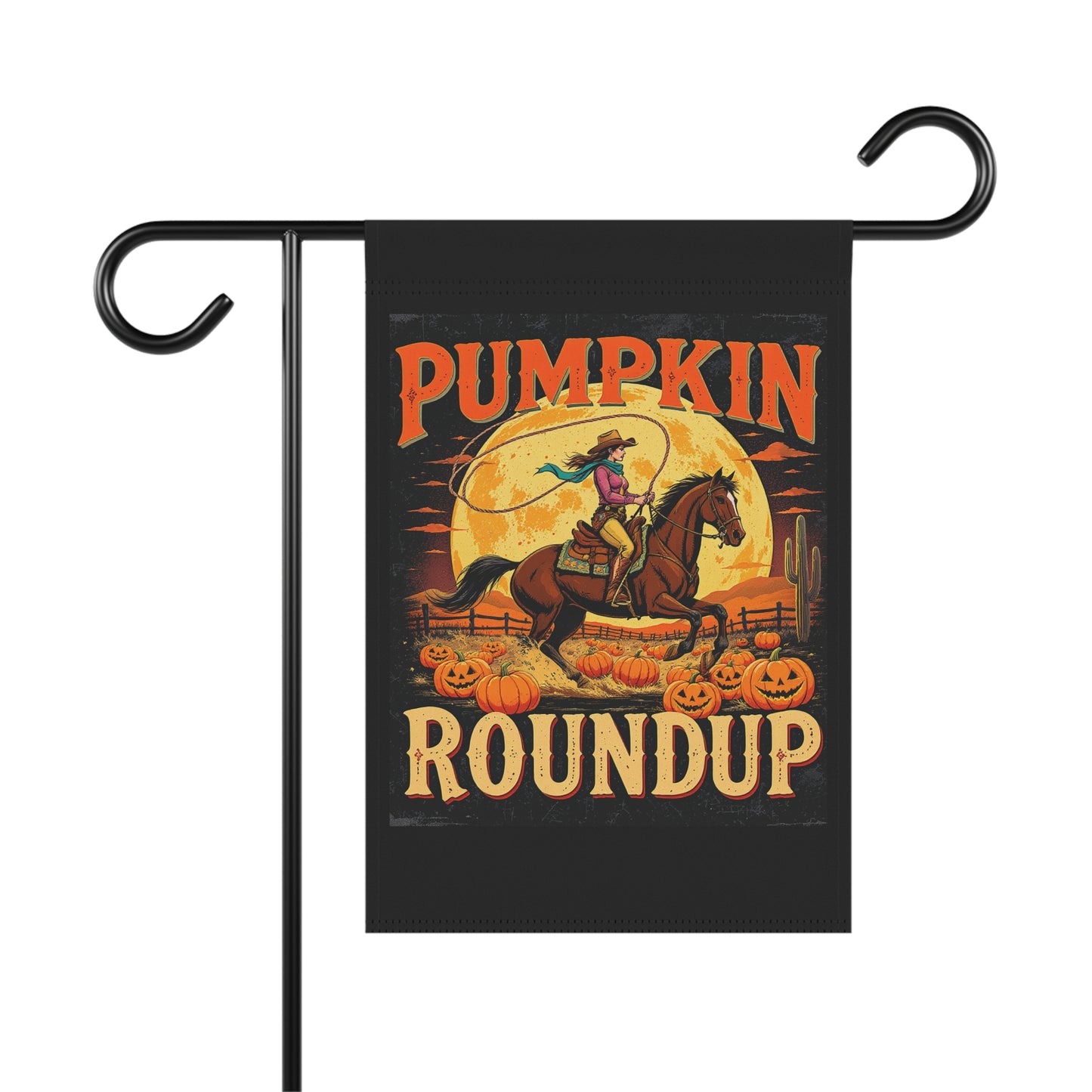 Fall Garden Banner, Pumpkin Roundup Seasonal Flag, Autumn Home Decor, Outdoor Decoration for Halloween, Thanksgiving, Rustic Farmhouse