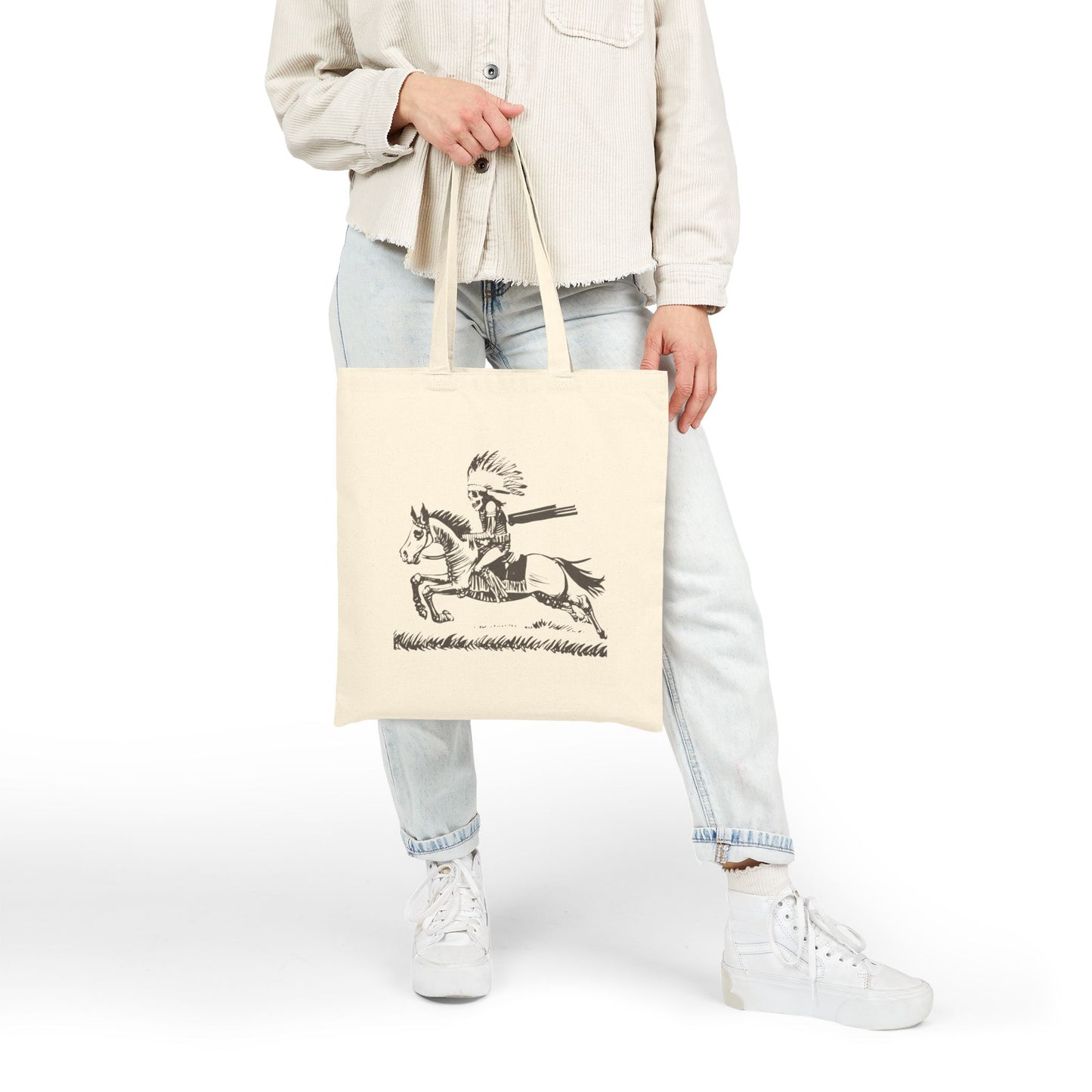 Native American Horse Rider Tote Bag | Eco-Friendly Shopping Bag, Reusable Grocery Tote, Gift for Equestrians, Art Tote, Summer Bag