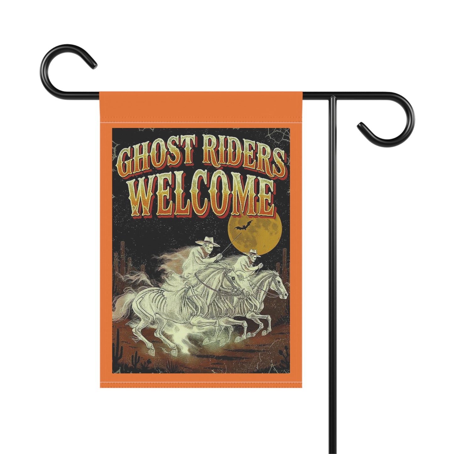 Ghost Riders Welcome Garden Flag, Spooky Outdoor Decor, Halloween Banner, Eerie Welcome Flag, Ranch Decoration, Fall Home Accent