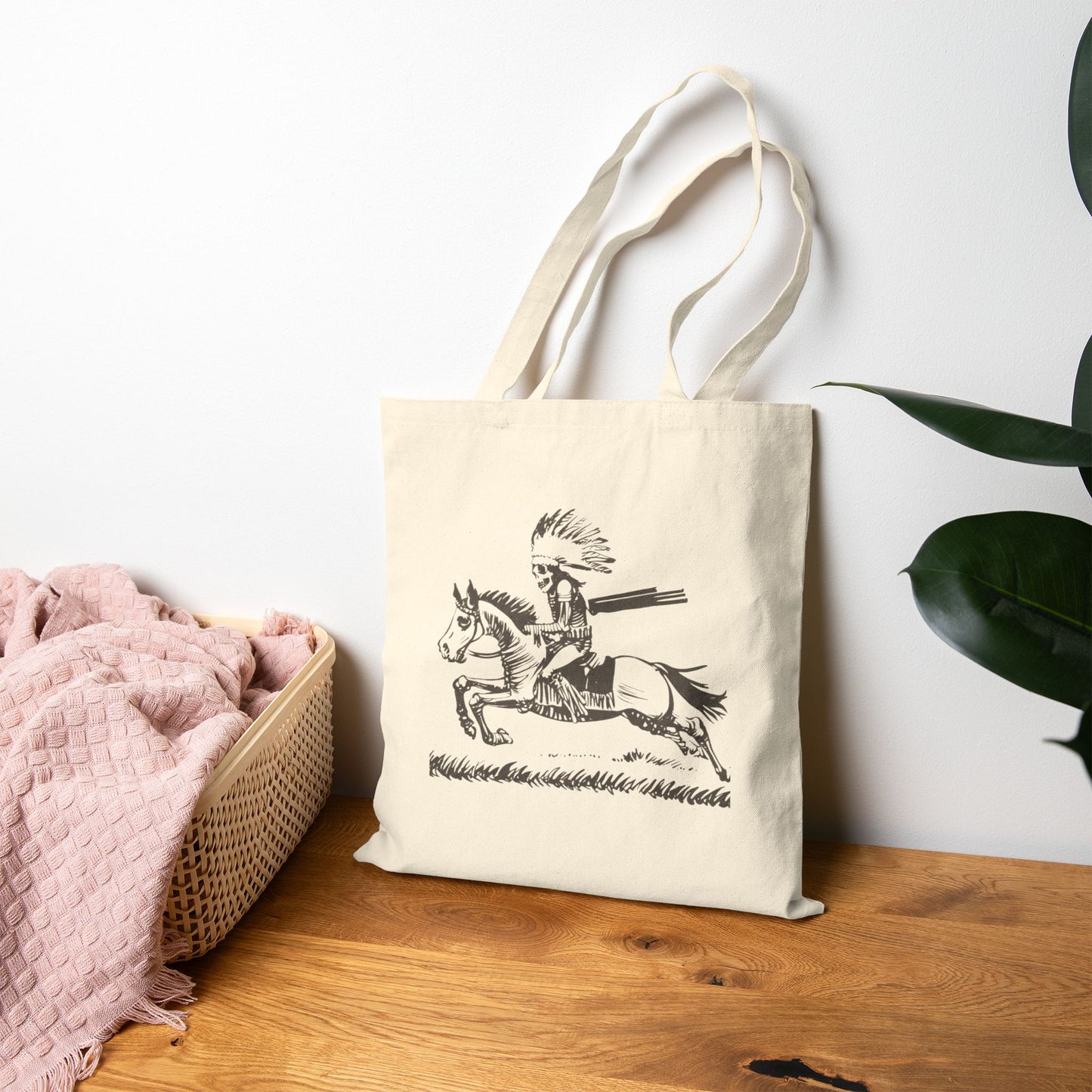 Native American Horse Rider Tote Bag | Eco-Friendly Shopping Bag, Reusable Grocery Tote, Gift for Equestrians, Art Tote, Summer Bag