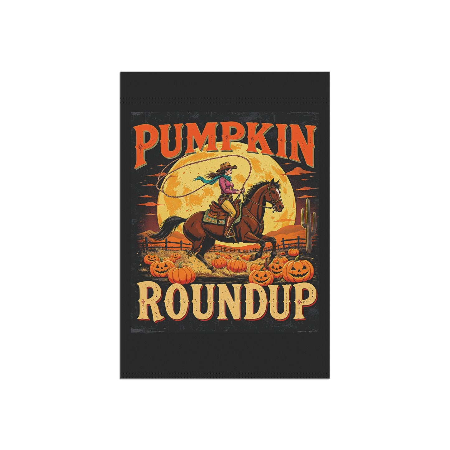 Fall Garden Banner, Pumpkin Roundup Seasonal Flag, Autumn Home Decor, Outdoor Decoration for Halloween, Thanksgiving, Rustic Farmhouse