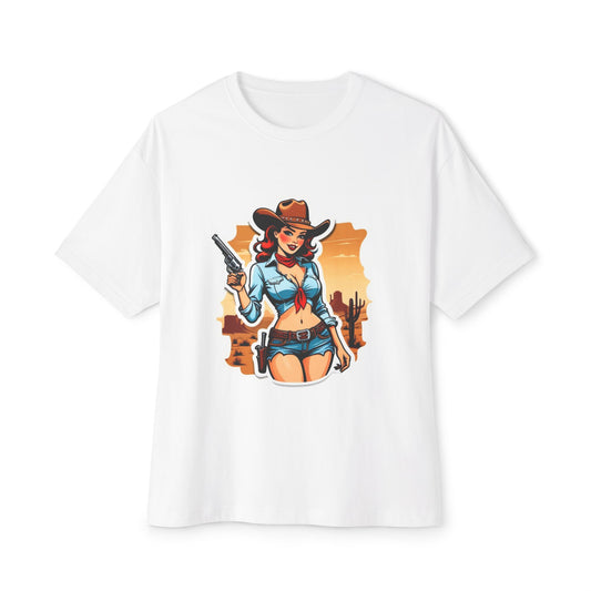 Wild West Style Boxy Tee, Vintage Cowboy T-Shirt, Graphic Tee for Outdoor Lovers, Festival Wear, Boho Style Top