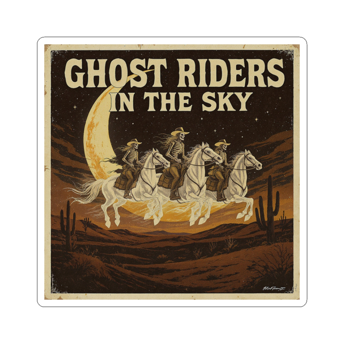 Stickers - Ghost Riders in the Dark Cowgirl Skeleton Design