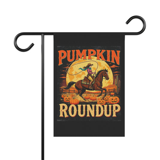 Fall Garden Banner, Pumpkin Roundup Seasonal Flag, Autumn Home Decor, Outdoor Decoration for Halloween, Thanksgiving, Rustic Farmhouse