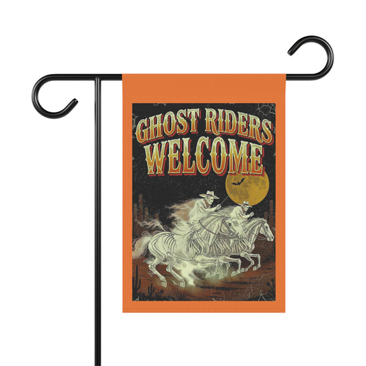 Ghost Riders Welcome Garden Flag, Spooky Outdoor Decor, Halloween Banner, Eerie Welcome Flag, Ranch Decoration, Fall Home Accent